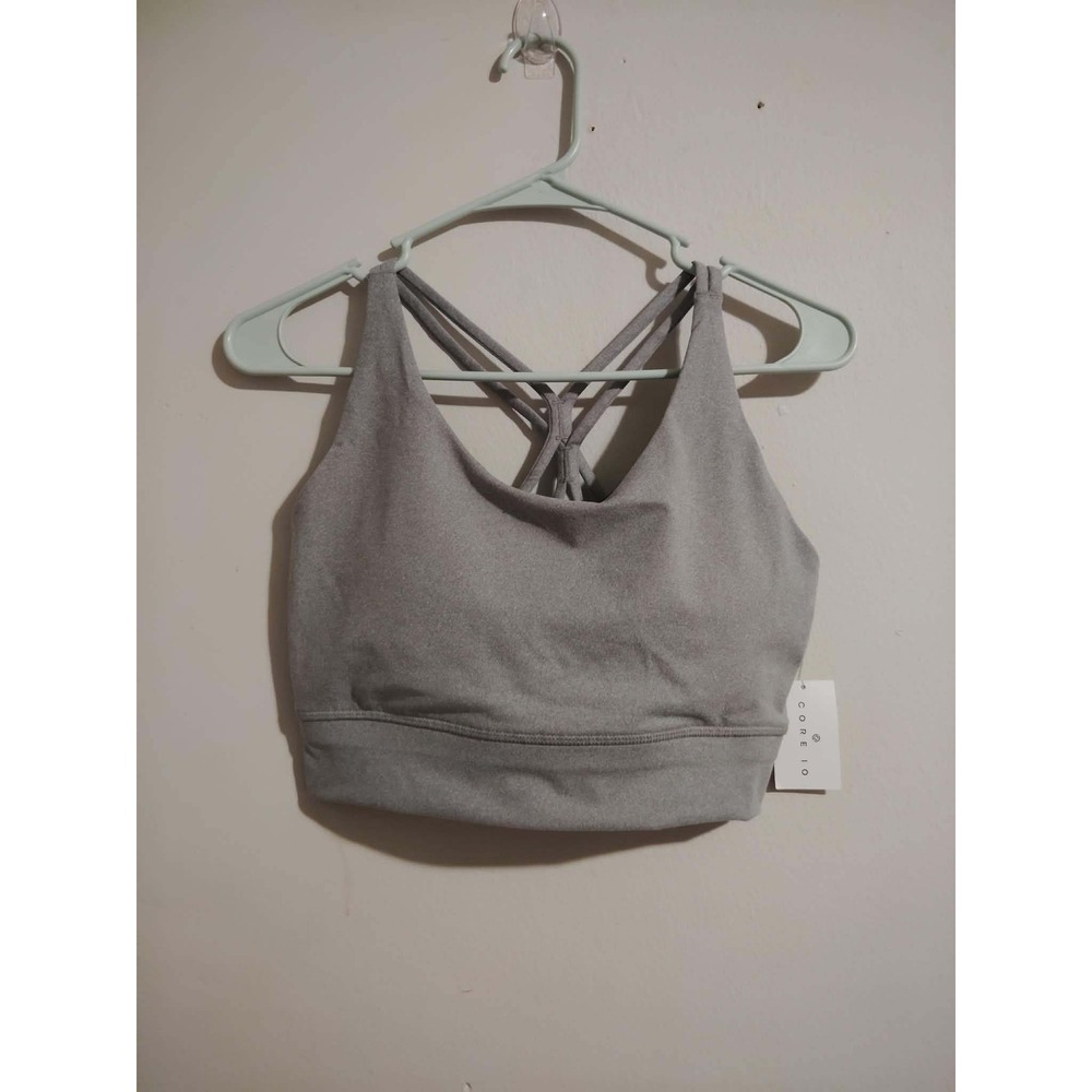 Core 10 Spectrum Yoga Sports Bra Grey Heather Strappy Back WL0010-21 Size Medium